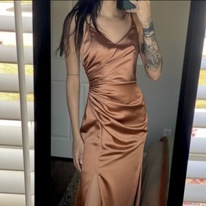 Revelry Rory Satin dress in copper